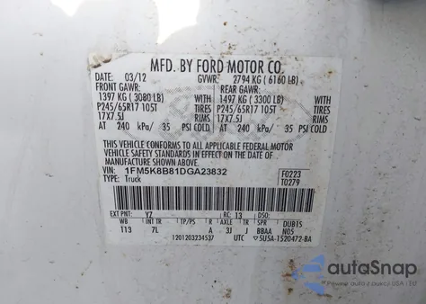 2013 Ford Explorer z USA, uszkodzony, nr VIN 1FM5K8B81DGA23832